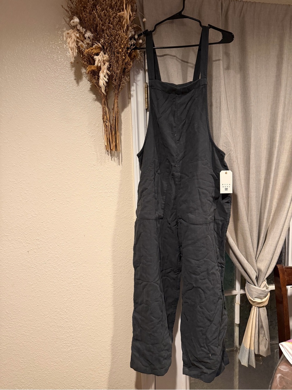 Billabong Charcoal Quilted Jumpsuit Overalls